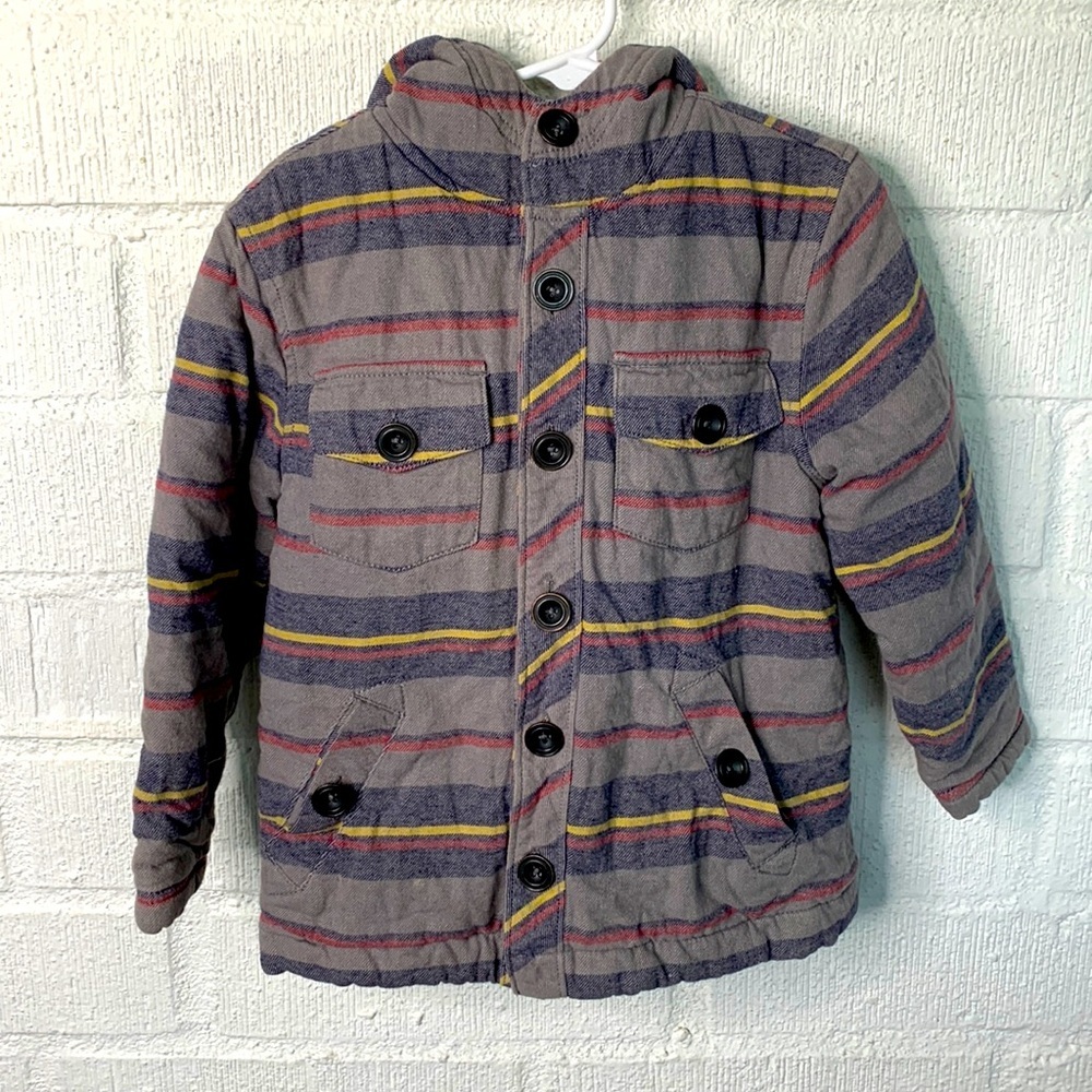 Hanna Andersson Cotton Striped Outdoor Boys Kids Striped Winter Coat size 4